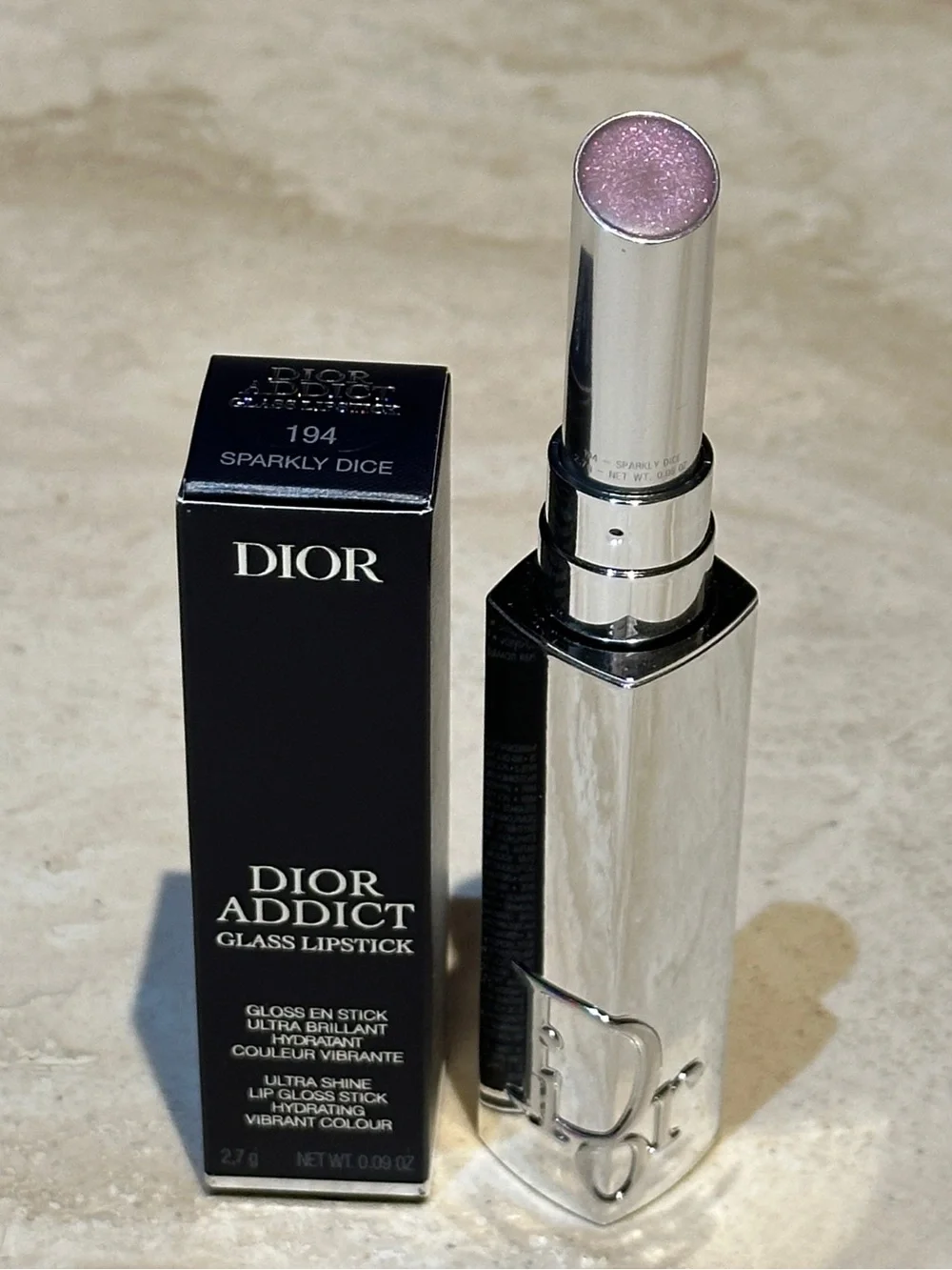 Dior Addict Glass Lipstick Ultra-Shine Hydrating Lip Gloss - 194 Sparkly Dice